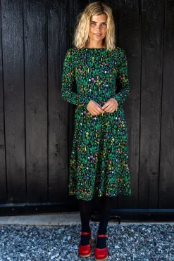 Danesigrid Cotton Dress Black Botanical