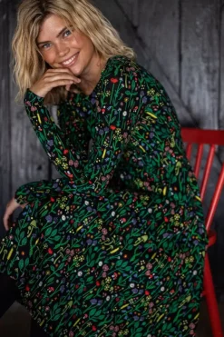 Danesigrid Cotton Dress Black Botanical