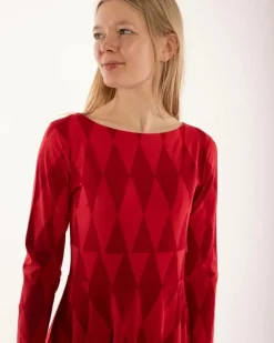 Danesigrid Cotton Dress Dk Red/Red Diamonds