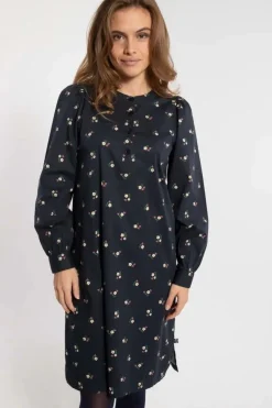Danesocial Poplin Dress Black Miniflower