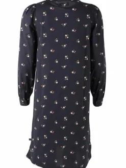 Danesocial Poplin Dress Black Miniflower