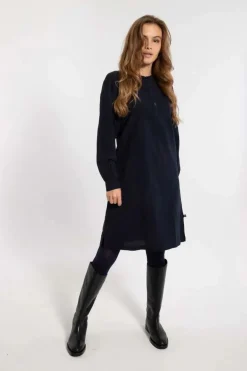 Danesocial Seersucker Dress Black/Marine