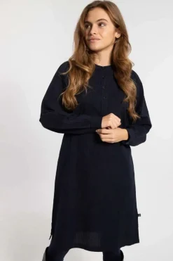 Danesocial Seersucker Dress Black/Marine
