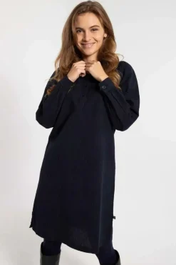 Danesocial Seersucker Dress Black/Marine