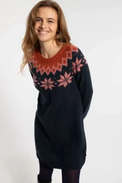 Danesukkertop Wool Sweater Dress Dk Navy/Old Rose/Brick