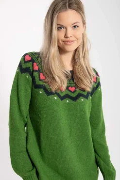 Danesukkertop Wool Sweater Dress Fall Jungle/Dk Navy/Rasberry Sorbet