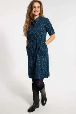 Danesusanne Poplin Dress Marine/Cold Blue Fleurie