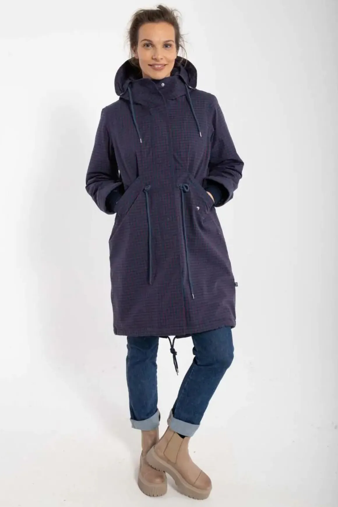 Danesvaneke Plaid Winter Parka Marine/Black/Redwine