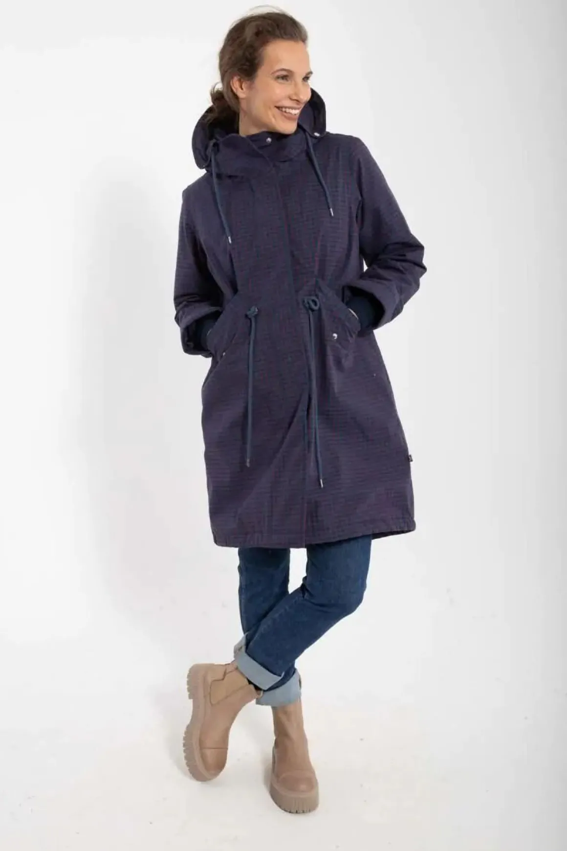Danesvaneke Plaid Winter Parka Marine/Black/Redwine