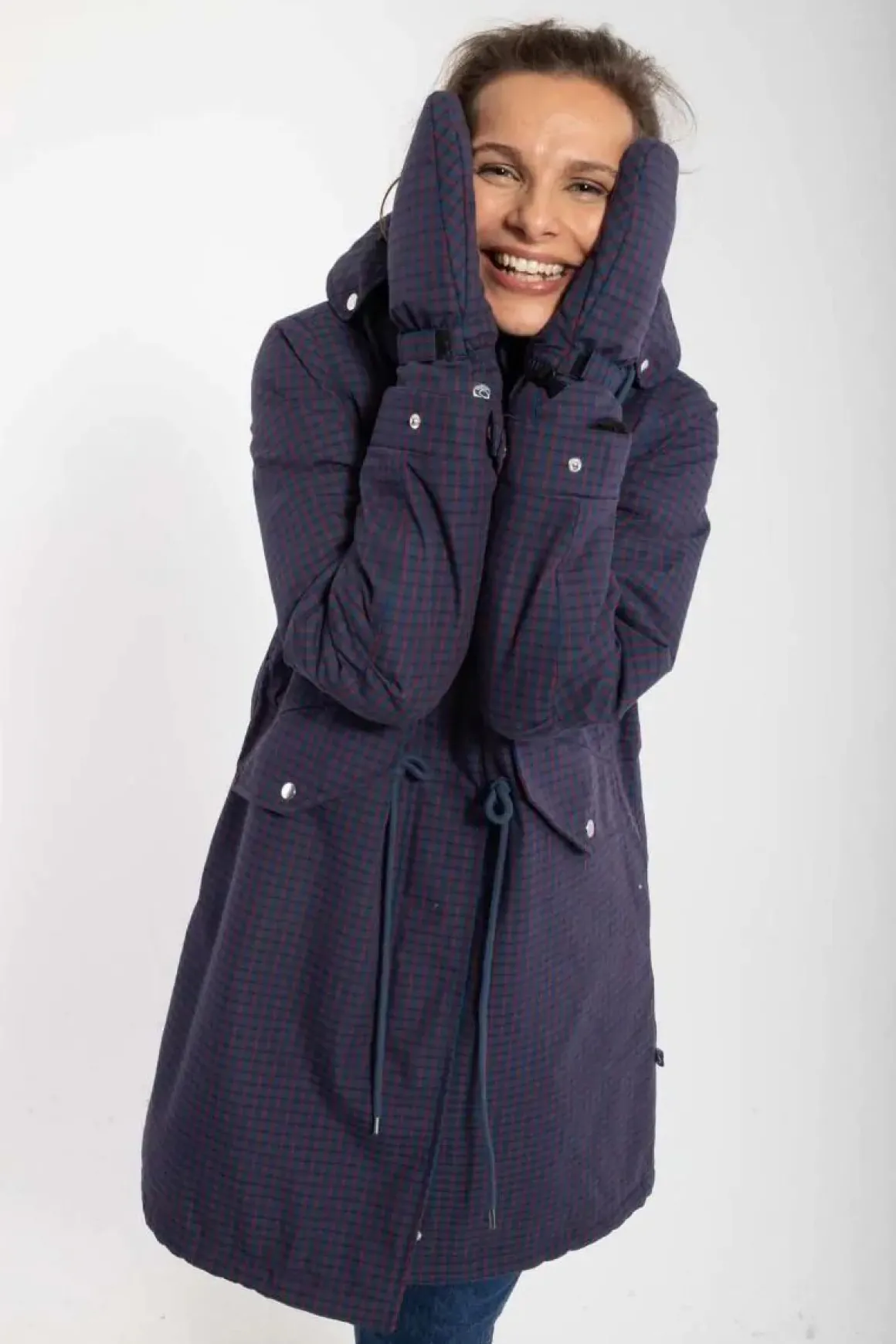 Danesvaneke Plaid Winter Parka Marine/Black/Redwine