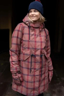 Danesvaneke Plaid Winter Parka Beige Rose/Dark Navy/Redwine