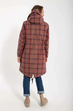 Danesvaneke Plaid Winter Parka Beige Rose/Dark Navy/Redwine