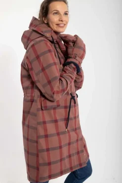 Danesvaneke Plaid Winter Parka Beige Rose/Dark Navy/Redwine