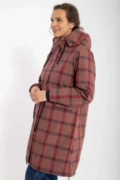Danesvaneke Plaid Winter Parka Beige Rose/Dark Navy/Redwine