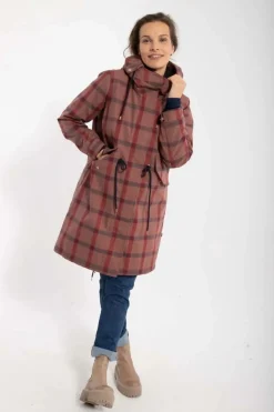 Danesvaneke Plaid Winter Parka Beige Rose/Dark Navy/Redwine