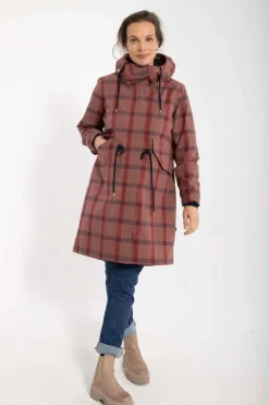 Danesvaneke Plaid Winter Parka Beige Rose/Dark Navy/Redwine