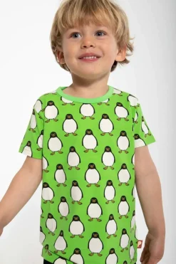 Dyrgrowl Tee Aop/Strib Bright Green Pingviner