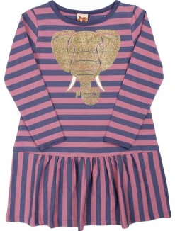 Dyrzanzi Ls Dress Aop/Strib Grey Marine/Old Rose Elefant