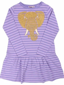 Dyrzanzi Ls Dress Aop/Strib Soft Viola/Viola Guld Elefant