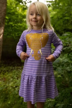 Dyrzanzi Ls Dress Aop/Strib Soft Viola/Viola Guld Elefant