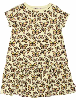 Dyrzanzi Ss Dress Aop/Strib Pale Yellow Flutter