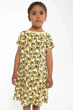 Dyrzanzi Ss Dress Aop/Strib Pale Yellow Flutter