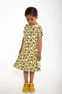 Dyrzanzi Ss Dress Aop/Strib Pale Yellow Flutter