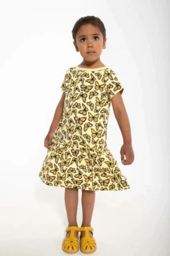 Dyrzanzi Ss Dress Aop/Strib Pale Yellow Flutter