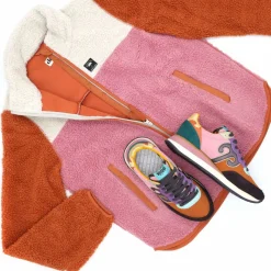 Ess - Danebirk Fleece Zip-Up Rust/Lt Beige/Old Rose