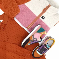 Ess - Danebirk Fleece Zip-Up Rust/Lt Beige/Old Rose
