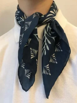 Les Belles Vagabondes Mini Silk Scarf Azalee Navy