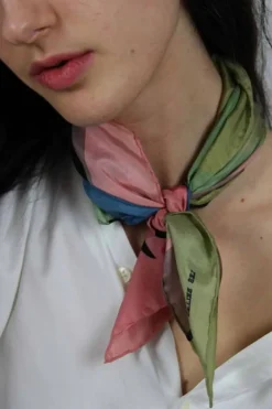 Les Belles Vagabondes Mini Silk Scarf Expression Green