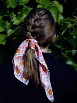 Les Belles Vagabondes Mini Silk Scarf Jaipur Pink/Orange