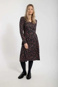 Organic - Danandreasen Dress Dk Navy/Redwine Fleurie