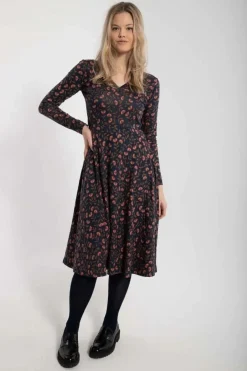 Organic - Danandreasen Dress Dk Navy/Redwine Fleurie