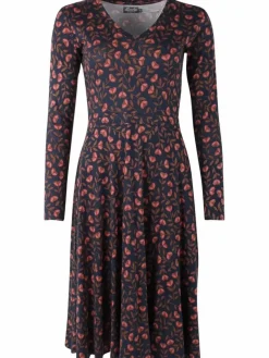 Organic - Danandreasen Dress Dk Navy/Redwine Fleurie