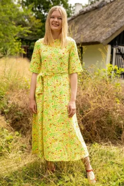 Organic - Daneflora Slub Jersey Dress Pale Yellow Botanical
