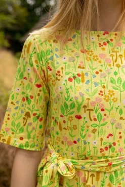 Organic - Daneflora Slub Jersey Dress Pale Yellow Botanical