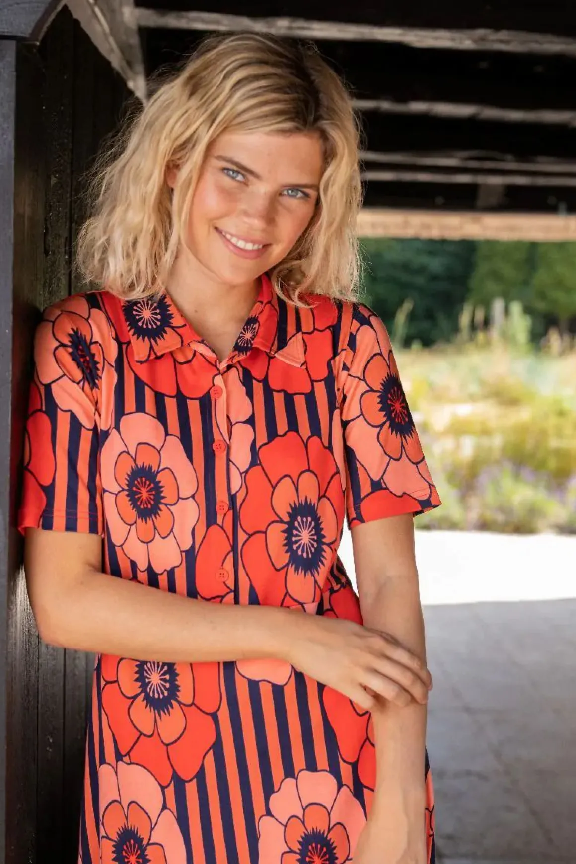 Organic - Danehettie Interlock Dress Bright Red Power Flower