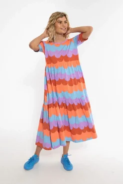 Organic - Danemarkise Slub Jersey Dress Warm Rose/Coral Puffy Clouds