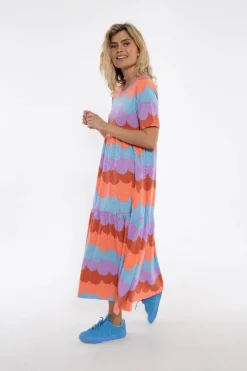 Organic - Danemarkise Slub Jersey Dress Warm Rose/Coral Puffy Clouds