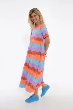 Organic - Danemarkise Slub Jersey Dress Warm Rose/Coral Puffy Clouds