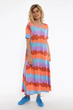 Organic - Danemarkise Slub Jersey Dress Warm Rose/Coral Puffy Clouds
