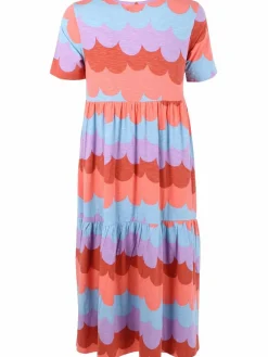 Organic - Danemarkise Slub Jersey Dress Warm Rose/Coral Puffy Clouds
