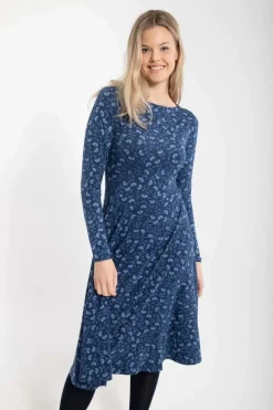 Organic - Danesigrid Viscose Dress Marine/Cold Blue Fleurie