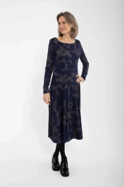 Organic - Danesigrid Viscose Slub Dress Grey Marine Bloom Boom