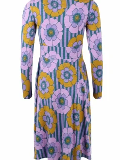 Organic - Danesigrid Viscose Slub Dress Viola Power Flower