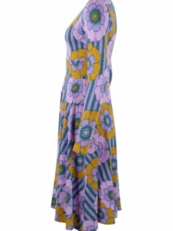 Organic - Danesigrid Viscose Slub Dress Viola Power Flower