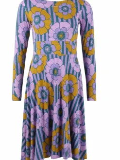 Organic - Danesigrid Viscose Slub Dress Viola Power Flower