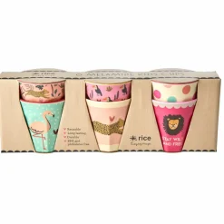 Rice Melamine Børnekop 6 Stk Pink Jungle Animals
